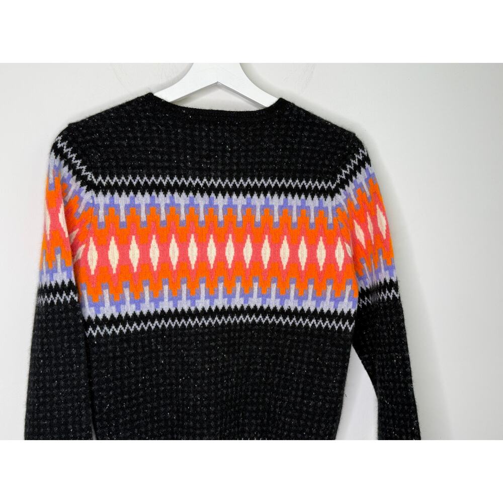 Brodie Cashmere Electric Fairisle Mini Sweater Tinder/Orange/Lavender Womens XS - Picture 7 of 9
